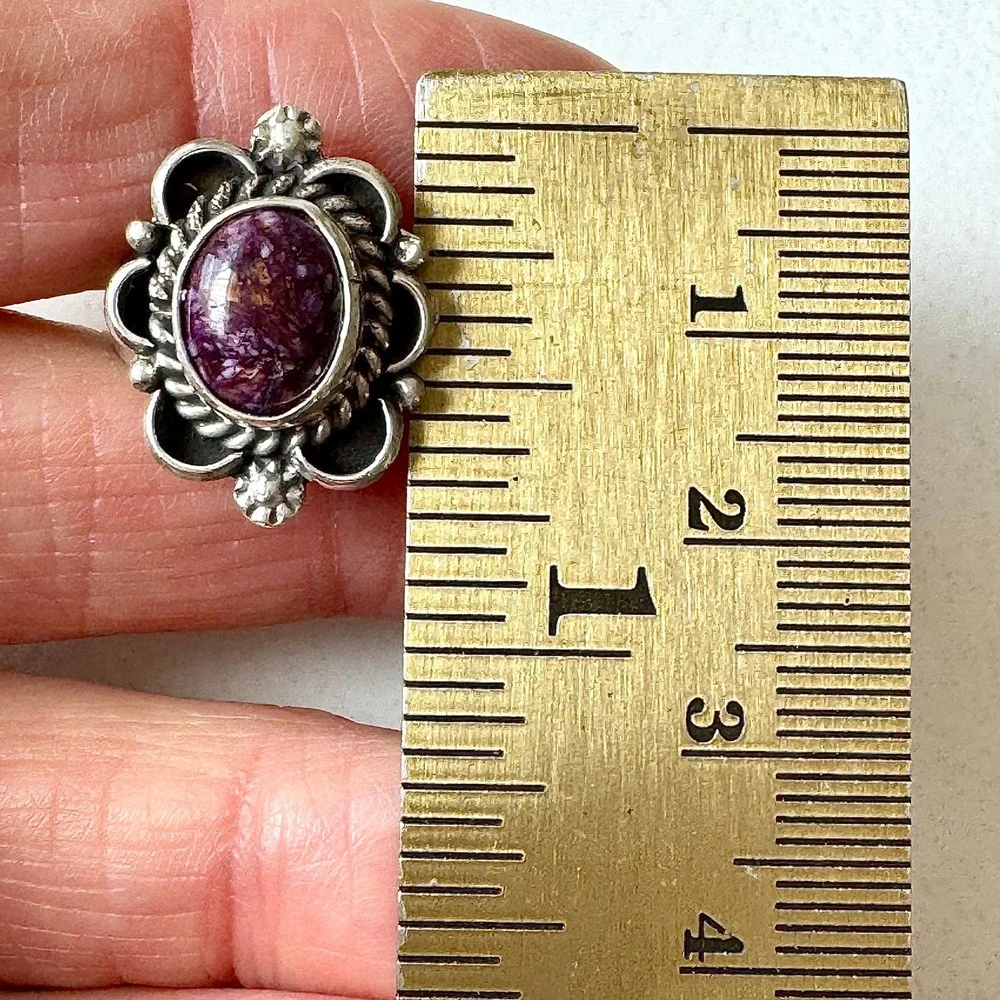 Navajo Flower Ring Turquoise Sz 7 Sterling Silver Signed Morgan Native Amer